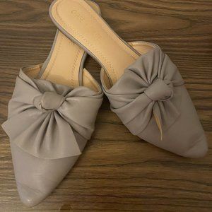 Womens Heather Grey Mules with Bow